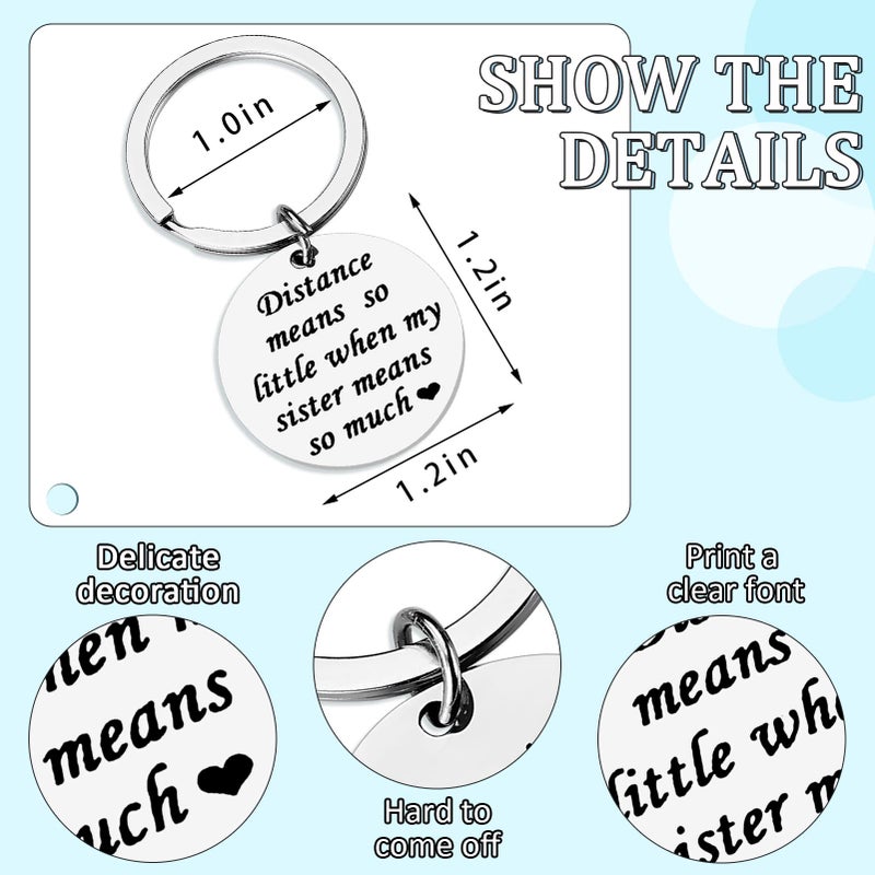 PLwelth Sister Keychain Gift from Sister Long Distance Leaving Going Away Apart Sisters Keychain Cute Funny Engraved Stainless Steel Key Ring Birthday Christmas Charm Pendent Jewelry Present - Image 2